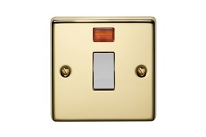 20A 1 Gang Double Pole Control Switch With Neon Polished Brass Finish