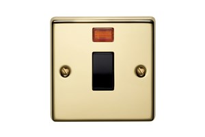 20A 1 Gang Double Pole Control Switch With Neon Polished Brass Finish