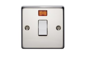 20A 1 Gang Double Pole Control Switch With Neon Polished Stainless Steel Finish