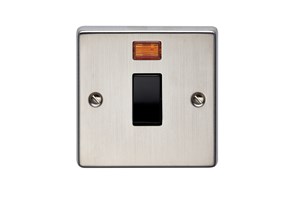 20A 1 Gang Double Pole Control Switch With Neon Stainless Steel Finish