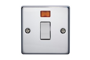 32A 1 Gang Double Pole Control Switch With Neon Highly Polished Chrome Finish