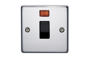 32A 1 Gang Double Pole Control Switch With Neon Highly Polished Chrome Finish