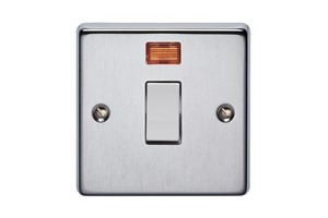 32A 1 Gang Double Pole Control Switch With Neon Satin Chrome Finish