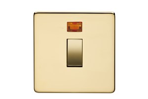 20A 1 Gang Double Pole Switch With Neon Polished Brass Finish