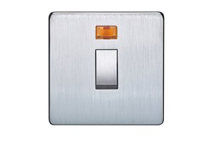 20A 1 Gang Double Pole Switch With Neon Satin Chrome Finish