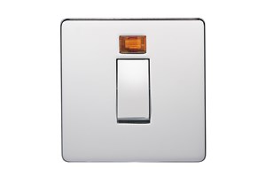 45A 1 Gang Double Pole Switch With Neon Highly Polished Chrome Finish