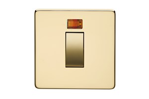 45A 1 Gang Double Pole Switch With Neon Polished Brass Finish