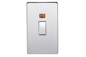 45A 2 Gang Double Pole Switch With Neon Highly Polished Chrome Finish
