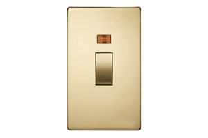 45A 2 Gang Double Pole Switch With Neon Polished Brass Finish