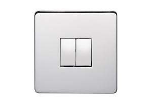 10AX 2 Gang 2 Way Switch Highly Polished Chrome Finish