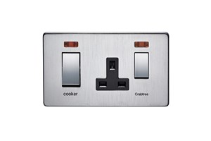 45A Cooker Control Unit With 13A Socket And Neon Satin Chrome Finish