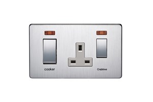45A Cooker Control Unit With 13A Socket And Neon Satin Chrome Finish