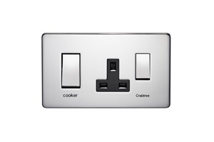 45A Cooker Control Unit With 13A Socket Highly Polished Chrome Finish