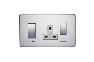 45A Cooker Control Unit With 13A Socket Satin Chrome Finish