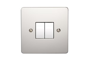 10AX 2 Gang 2 Way Switch Polished Stainless Steel Finish
