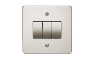 10AX 3 Gang 2 Way Switch Polished Stainless Steel Finish