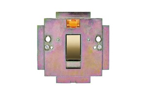 32A 1 Gang Double Pole Switch Interior With Neon Polished Brass Finish Rocker