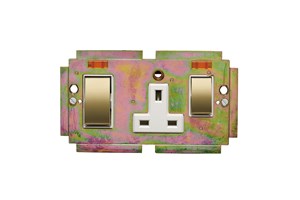 45A Cooker Control Unit With 13A Socket Interior With Neon Polished Brass Finish Rockers
