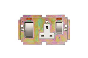 45A Cooker Control Unit With 13A Socket Interior With Neon Stainless Steel Finish Rockers