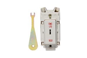 20AX 1 Way Grid Key Switch (White) Printed 'Emergency Light Test'