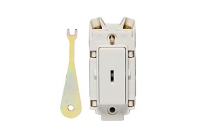 20A Double Pole Grid Key Switch (White)