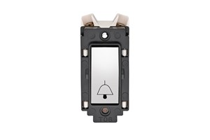 10A Retractive Grid Switch Printed 'Bell Symbol' Highly Polished Chrome Finish Rocker