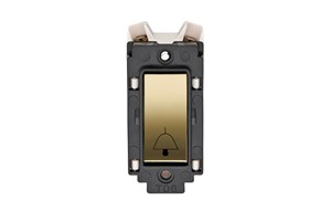 10A Retractive Grid Switch Printed 'Bell Symbol' Polished Brass Finish Rocker