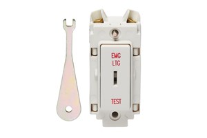 20AX 2 Way Grid Key Switch (White) Printed 'Emergency Light Test'