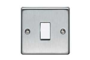 10AX 1 Gang 1 Way Single Pole Plate Switch Stainless Steel Finish