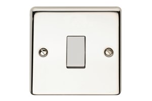 20A 1 Gang Double Pole Control Switch Polished Steel Finish