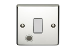 20A 1 Gang Double Pole Control Switch With Flex Outlet Polished Steel Finish