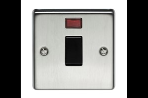 20A 1 Gang Double Pole Control Switch With Neon Indicator Stainless Steel Finish