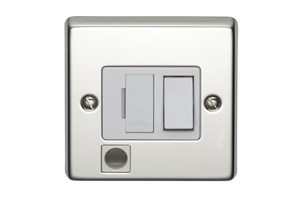 13A Double Pole Switched Fused Connection Unit With Flex Outlet Polished Steel Finish