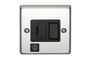 13A Double Pole Switched Fused Connection Unit With Flex Outlet Polished Steel Finish