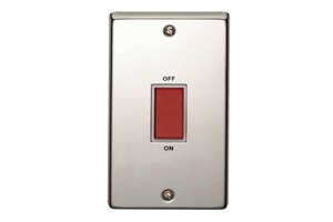 45A 2 Gang Vertical Double Pole Control Switch Polished Steel Finish