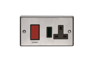 45A Cooker Control Unit With 13A Double Pole Switched Socket Outlet Stainless Steel Finish