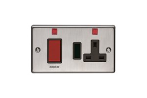 45A Cooker Control Unit With 13A Double Pole Switched Socket Outlet With Neon Indicator Stainless Steel Finish