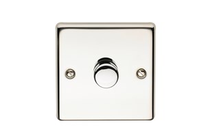 5-100W 1 Gang 2 Way LED Dimmer Plate Switch Polished Steel Finish