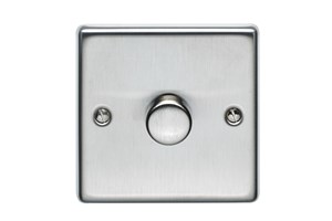 400W 1 Gang 2 Way Dimmer Plate Switch Stainless Steel Finish