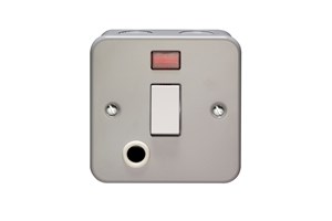 20A 1 Gang Double Pole Switch With Neon Front Flex Outlet And Cord Grip Metalclad
