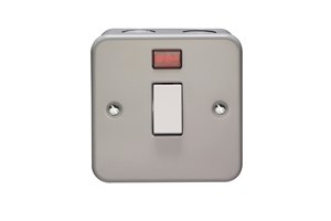 20A 1 Gang Double Pole Switch With Neon Metalclad