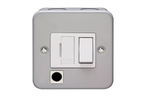 13A Double Pole Switched Fused Connection Unit With Front Flex Outlet And Cord Grip Metalclad