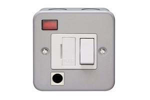 13A Double Pole Switched Fused Connection Unit With Neon, Front Flex Outlet And Cord Grip Metalclad