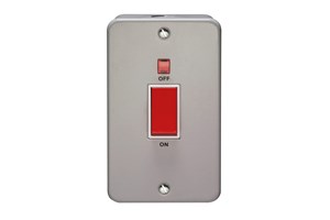 45A 1 Gang Double Pole Switch With Neon Metalclad