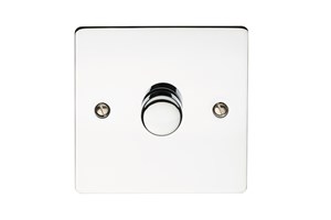 1 Gang 2 Way 400 Watt Mains/Low Voltage Dimmer Polished Steel Finish