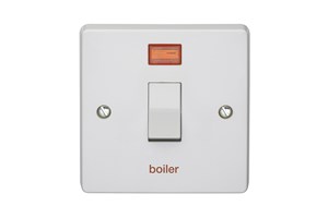 32A 1 Gang Double Pole Control Switch With Neon Printed 'Boiler'