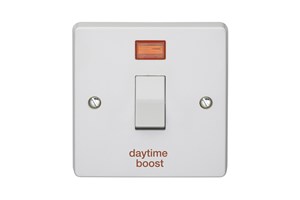 32A 1 Gang Double Pole Control Switch With Neon Printed 'Daytime Boost'