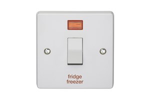 32A 1 Gang Double Pole Control Switch With Neon Printed 'Fridge Freezer'