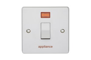 20A 1 Gang Double Pole Control Switch With Neon Printed 'Appliance'