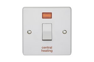 20A 1 Gang Double Pole Control Switch With Neon Printed 'Cental Heating'